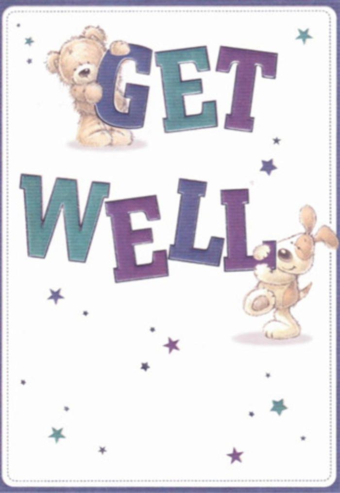 Captured in this get well card is a vivid celebration of gentle encouragement, brilliantly illustrated by the companionship of a bear and a puppy. Playful stars, in hues of cornflower blue and lilac, seem to twirl around the friends-echoing the whimsy and good cheer that fill the Chalk Farm area during community gatherings. Confident typography in purples and aquas anchors the design, while the tactile softness of the bear's illustrated fur and the puppy's velvety drooping ears all but beg for a comforting touch. Against a creamy, luminescent background, the large, blocky 'GET WELL' text springs forward, as if carrying good wishes through the post to a nearby friend or neighbour recovering in a home off Ferdinand Street. Sending this card alongside a thoughtfully arranged bouquet crafted at Flower Delivery Chalk Farm creates a double dose of positivity, radiating warmth and heartfelt care. The light, airy mood of the artwork perfectly embodies the intent to lift spirits and remind recipients of the gentle kindness flourishing just around the corner.
